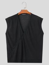 Mens Asymmetrical Deep V-Neck Sleeveless Tank SKUK64846