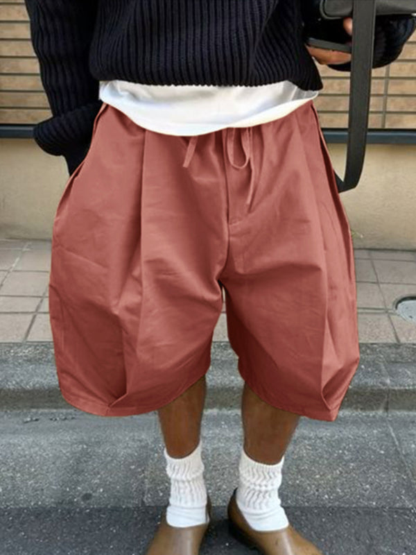 Mens Solid Color Wide-Leg Casual Short SKUL20175