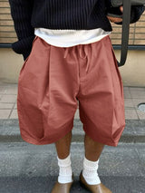 Mens Solid Color Wide-Leg Casual Short SKUL20175