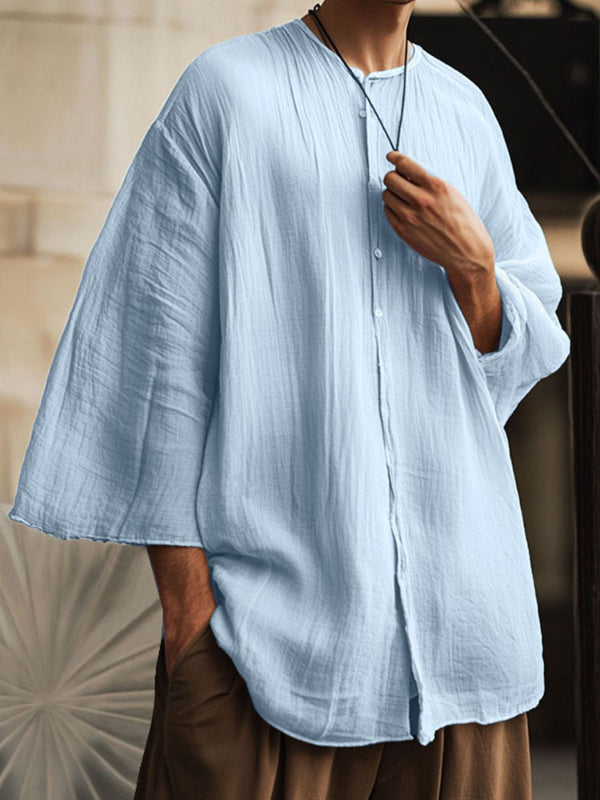 Mens Solid Textured Long Sleeve Shirt SKUL11791