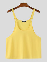 Mens Solid Color Loose Cowl Neck Tank SKUL18998