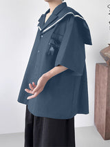 Men's Bow Patchwork Half Sleeve Shirt SKUL27006