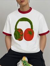 Men's Tomato Print Colorblock Short Sleeve T-Shirt SKUL24909
