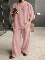 Men's Solid Color Semi Sheer Casual Two Pieces Outfit SKUL53020