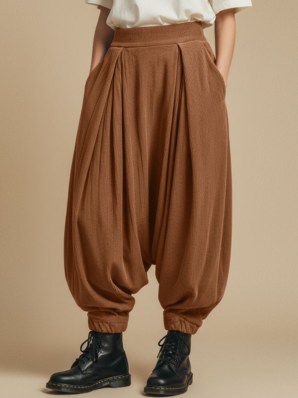 Men's Solid Color Textured Loose Fit Pant SKUL48721