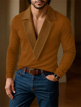 Men's Solid Color Knit Long Sleeve Sweater SKUL31942