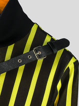 Men's Belt Buckle Patchwork Stripe Contrast Long Sleeve T-Shirt SKUL28409