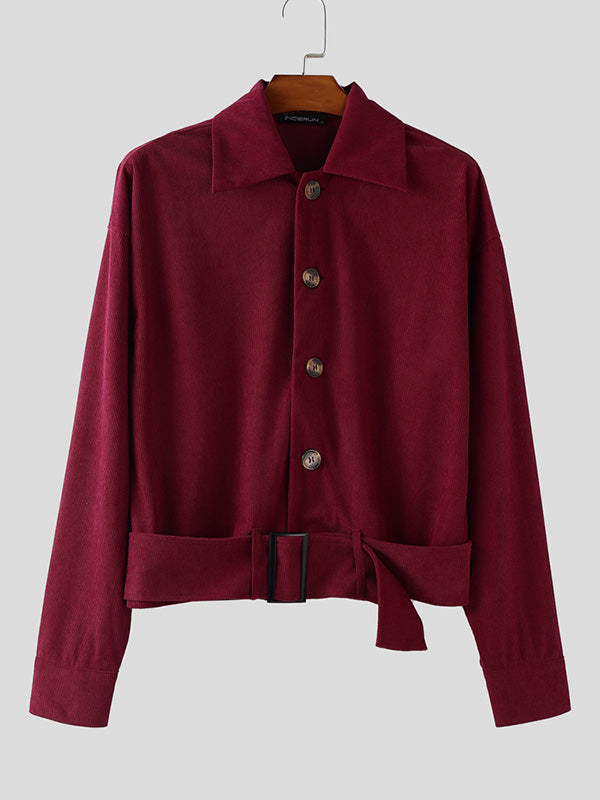 Men's Solid Color Textured Long Sleeve Jacket SKUL28412