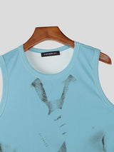 Men's Casual Tie Print Knit Tank SKUL48633