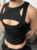 Mens Textured Stretch Two-Piece Cropped Tank SKUL13710