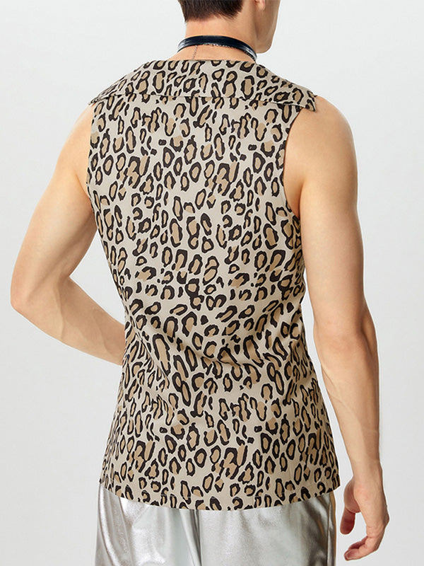 Mens Leopard Strap Design Sleeveless Vest SKUK53934