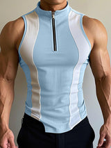 Mens Casual Color-Block Half-Zip Tank SKUK99932
