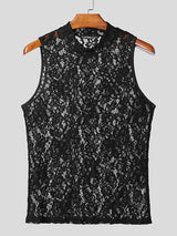Mens Sheer Lace Mock Neck Tank SKUL05484