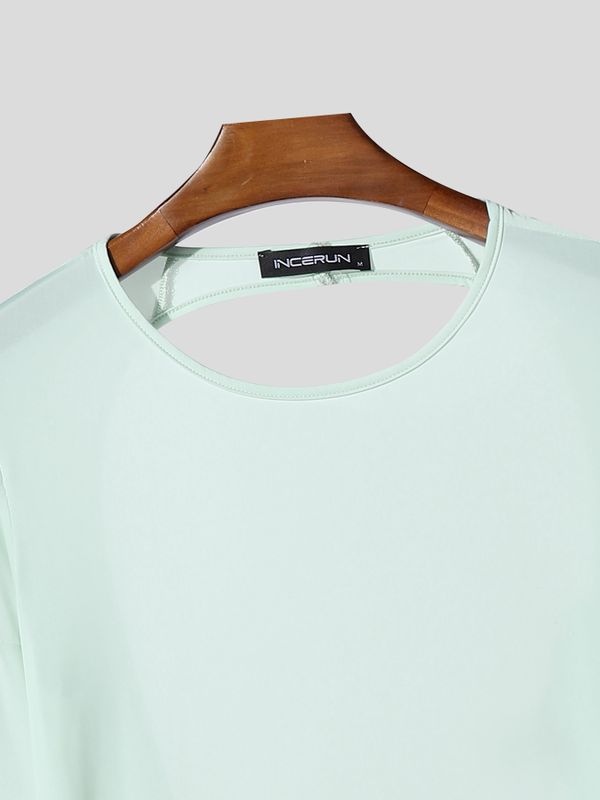 Men's Deconstructed Sheer Backless Long Sleeve T-shirt SKUL53027