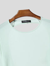 Men's Deconstructed Sheer Backless Long Sleeve T-shirt SKUL53027