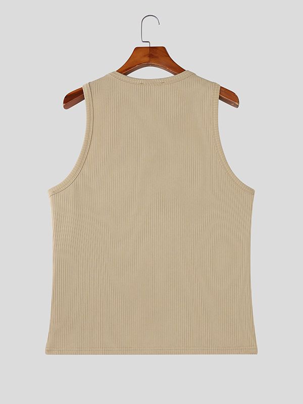 Men's Solid Color Slogan Print Casual Tank SKUL51915