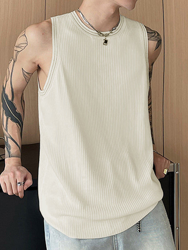 Mens Rib-Knit Crew Neck Sleeveless Vest SKUK24667