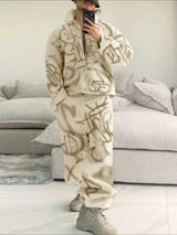 Men's Graffiti Print Contrast Color Two Pieces Outfit SKUL35077