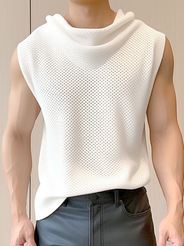 Mens Solid Mesh See Through Sleeveless Vest SKUK54042