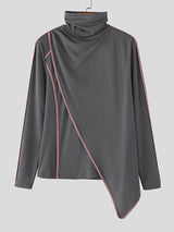 Men's Contrast Color Edge Knit Long Sleeve T-shirt SKUL43943