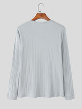 Men's Solid Color Textured Long Sleeve T-Shirt SKUL36666