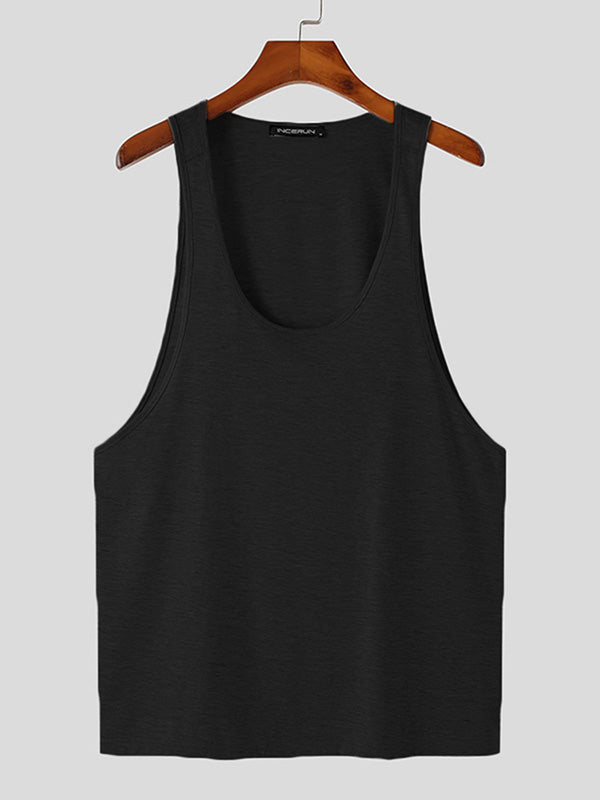 Mens Solid Scoop Neck Sleeveless Vest SKUK10275