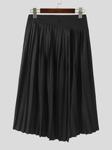 Mens Solid Pleated Split Front Skirt SKUK37856