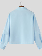 Men's Solid Color Layered Sleeve Long Sleeve Shirt SKUL43857