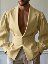 Mens Minimalist Button Design Long Sleeve Shirt SKUL01066