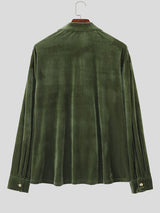 Men's Double Breasted Velvet Long Sleeve Shirt SKUL32035