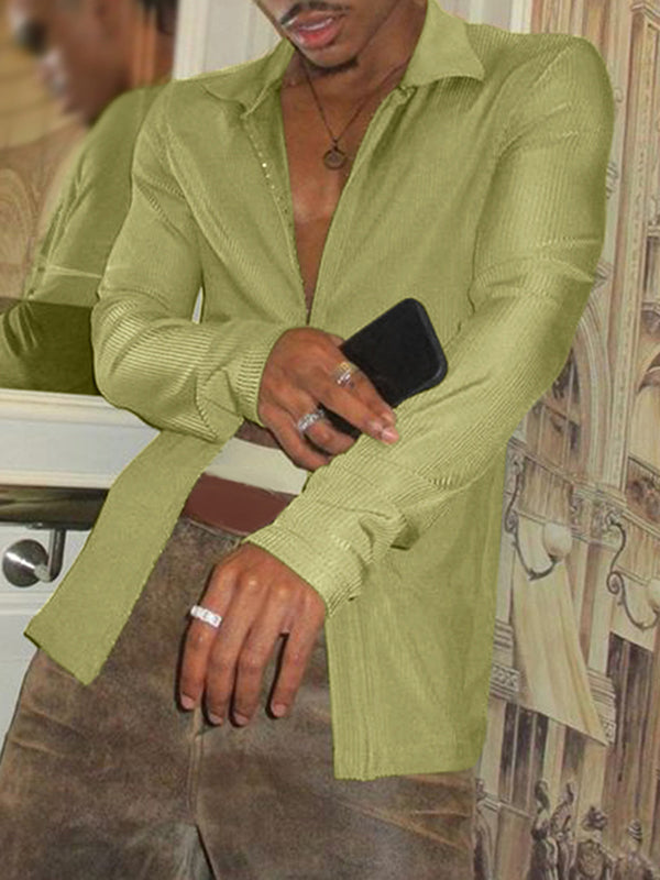 Mens Textured Knit Long Sleeve Shirt SKUL03021