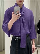 Men's Colorful Cotton Lace Up 3/4 Sleeve Shirt SKUL41015