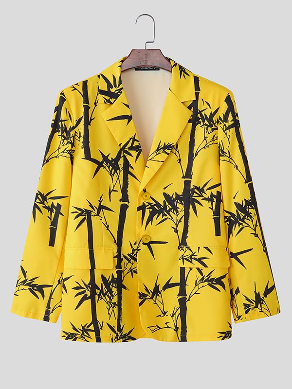 Men's Bamboo Print Long Sleeve Blazer SKUL37521