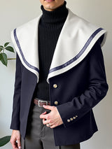 Men's Colorblock Sailor Collar Long Sleeve Jacket SKUL27430