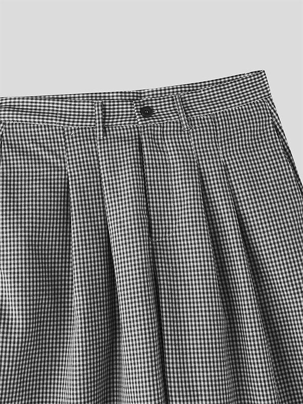 Mens Plaid Wide Leg Casual Short SKUL12476