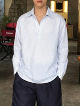 Men's Stripe Collar Long Sleeve Shirt SKUL51263