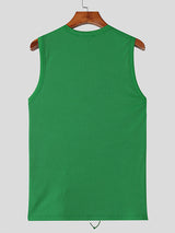 Mens Solid Color Knit Cross Tie Hollow Tank SKUL16798