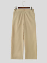 Men's Vintage Military Heavy Pintuck Double-Breasted Button High Waist Wide Leg Pant SKUL66968