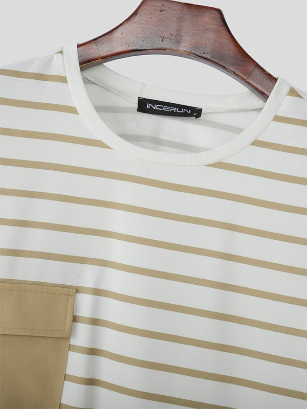 Men's Casual Striped 3/4 Length Sleeve Shirt SKUL27280