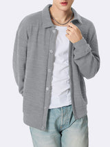 Mens Solid Lapel Button Front Knit Jacket SKUK37343