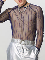 Mens Sheer Mesh Long Sleeve T-Shirt SKUK94774