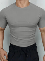 Men's Solid Color Textured Long Sleeve T-Shirt SKUL42541