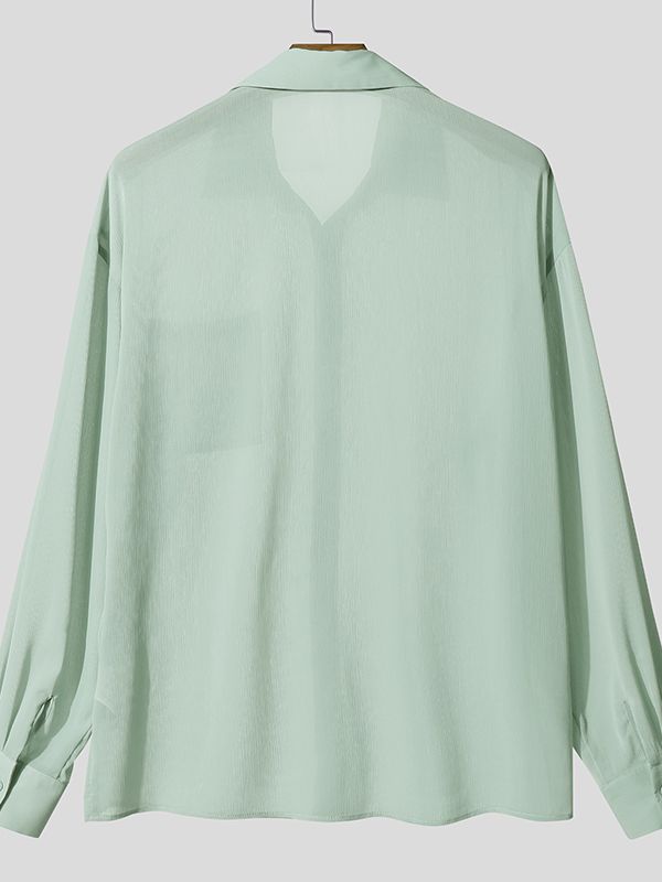 Men's Sheer Textured Long Sleeve Shirt SKUL51940