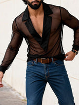 Men's Sheer Mesh Long Sleeve T-shirt SKUL54088