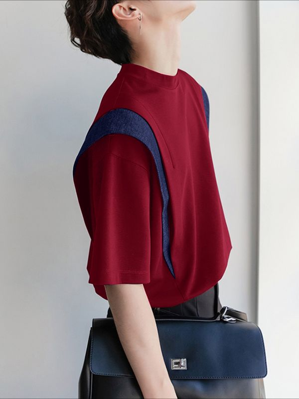 Men's Colorblock Loose Short Sleeve T-Shirt SKUL38095