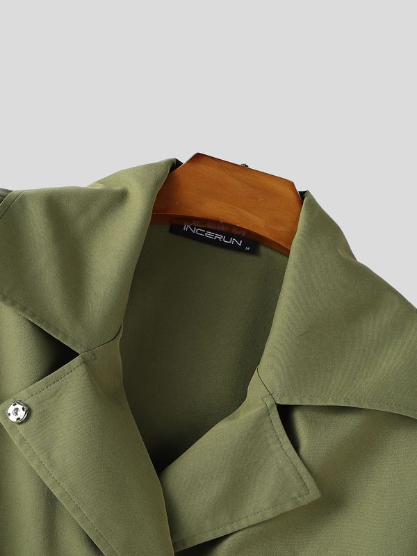 Men's Deconstructed Button High Neck Long Sleeve Blazer SKUL35236