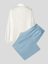 Men's Sheer Drawstring Loose Two Pieces Outfit SKUL36531