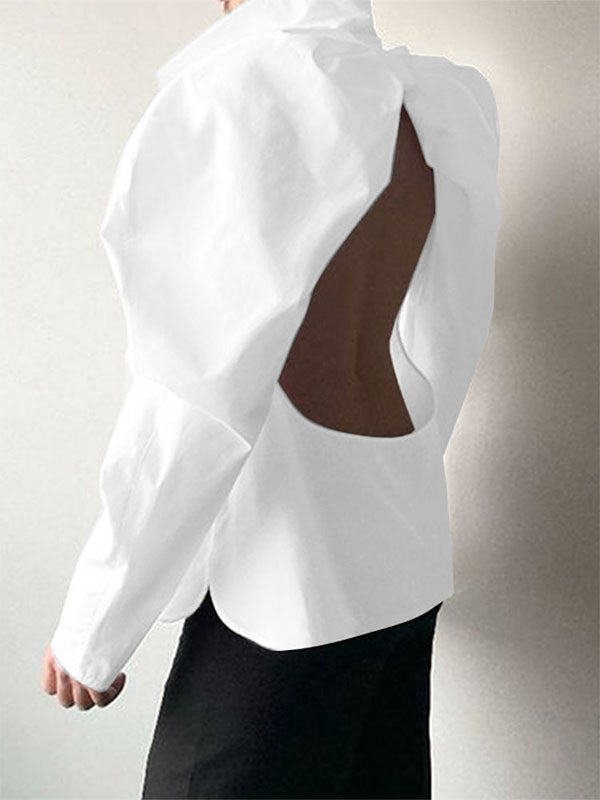 Mens Backless Hollow-Out Long Sleeve Shirt SKUK95929