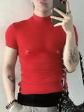 Mens Solid Half-Collar Short Sleeve T-Shirt SKUK61616
