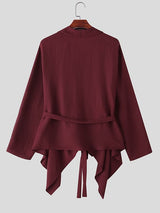 Men's Deconstructed Pleated Waist Drawstring Long Sleeve Shirt SKUL32840